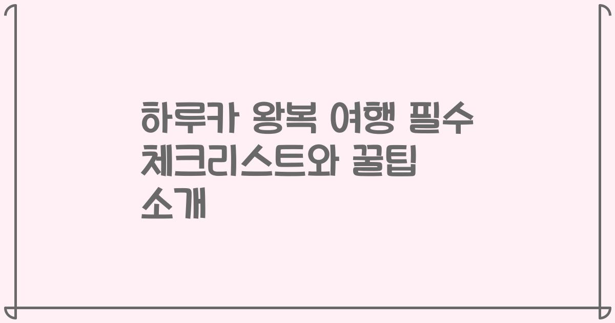 하루카 왕복 여행 필수 체크리스트와 꿀팁 소개