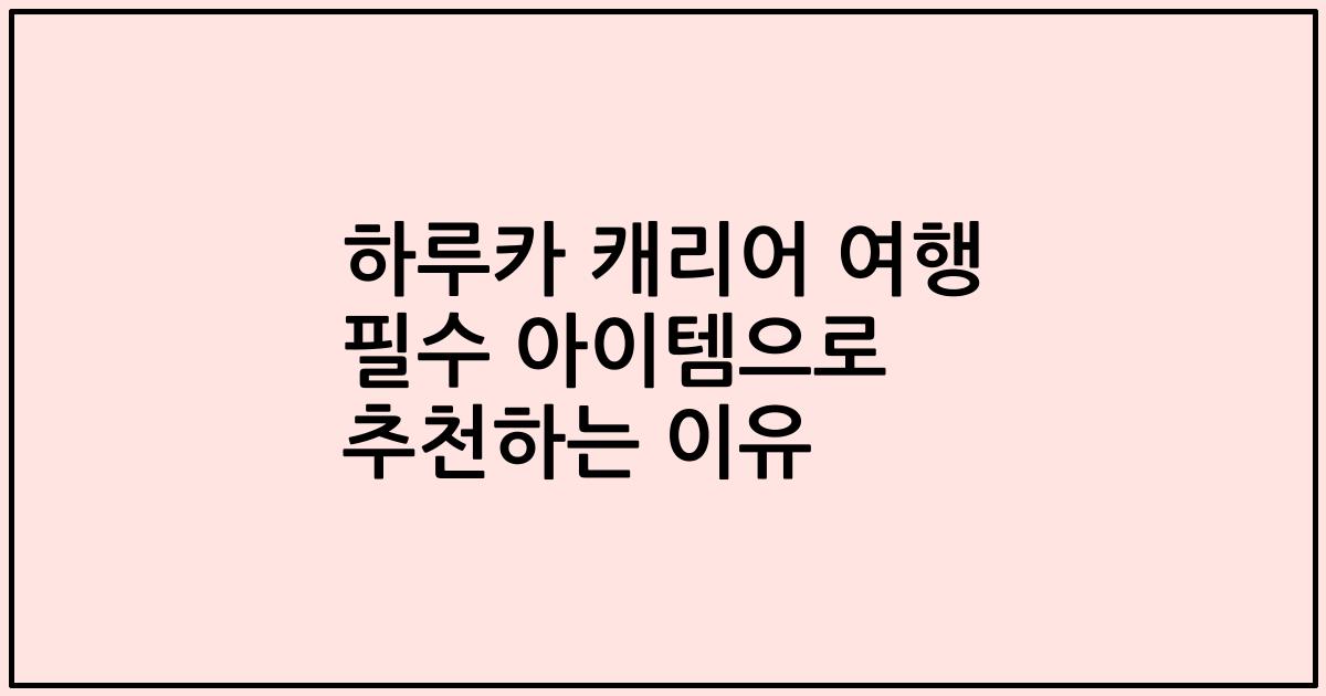 하루카 캐리어 여행 필수 아이템으로 추천하는 이유