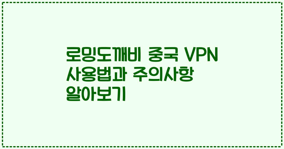 로밍도깨비 중국 VPN 사용법과 주의사항 알아보기