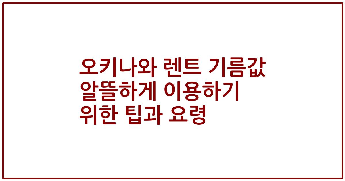 오키나와 렌트 기름값 알뜰하게 이용하기 위한 팁과 요령