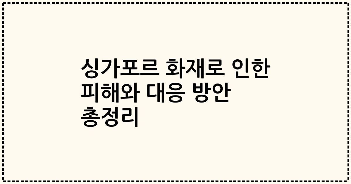 싱가포르 화재로 인한 피해와 대응 방안 총정리